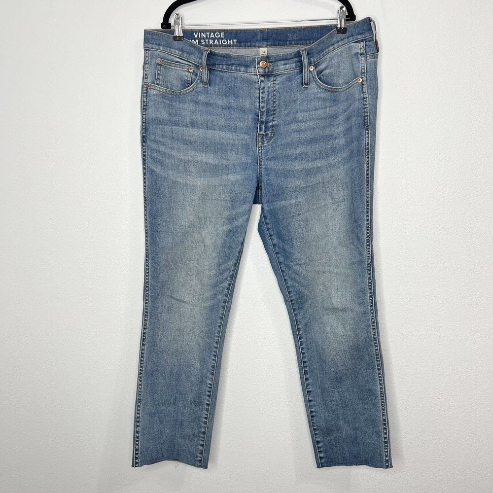 J. Crew 9" Vintage Slim-Straight Jeans in Blue Vista Wash Denim BH765 Sz 34 - Picture 4 of 16